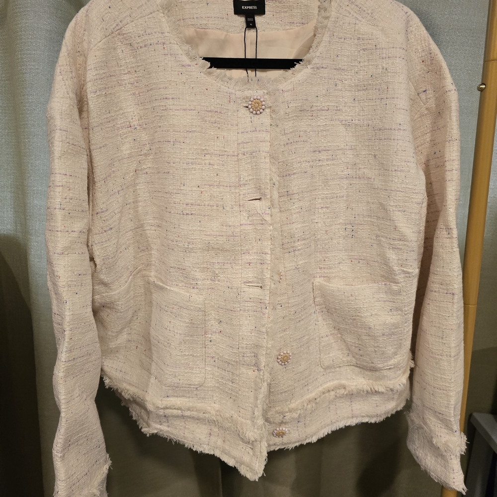 Express Beige Tweed Blazer